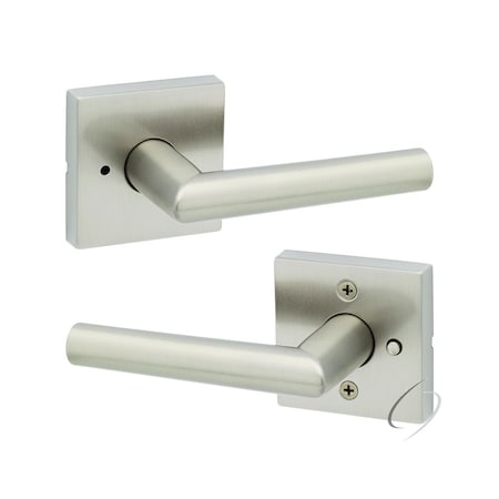 Kwikset Milan Lever with Square Rose Privacy Door Lock with 6AL Latch and RCS Strike Satin Nickel Finish 730MILSQT-15